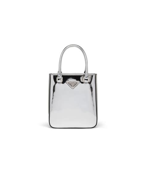 prada small brushed leather tote silver|prada large tote bag black.